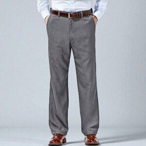 Haggar Cool 18 Pants 36W 32L Gray Stretch No Iron Golf Business Casual NEW